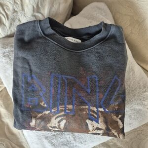 Anine Bing Charcoal Graphic Crewneck Sweater Medium